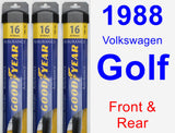 Front & Rear Wiper Blade Pack for 1988 Volkswagen Golf - Assurance