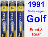 Front & Rear Wiper Blade Pack for 1991 Volkswagen Golf - Assurance