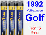 Front & Rear Wiper Blade Pack for 1992 Volkswagen Golf - Assurance