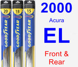 Front & Rear Wiper Blade Pack for 2000 Acura EL - Hybrid
