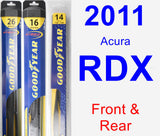 Front & Rear Wiper Blade Pack for 2011 Acura RDX - Hybrid