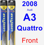 Front Wiper Blade Pack for 2008 Audi A3 Quattro - Hybrid
