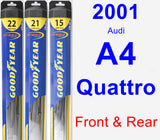Front & Rear Wiper Blade Pack for 2001 Audi A4 Quattro - Hybrid