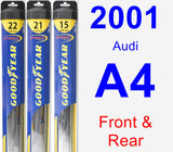 Front & Rear Wiper Blade Pack for 2001 Audi A4 - Hybrid
