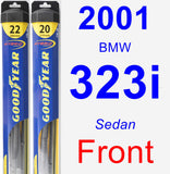 Front Wiper Blade Pack for 2001 BMW 323i - Hybrid