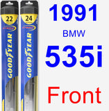 Front Wiper Blade Pack for 1991 BMW 535i - Hybrid