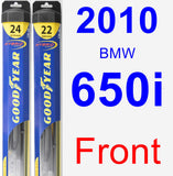Front Wiper Blade Pack for 2010 BMW 650i - Hybrid