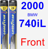 Front Wiper Blade Pack for 2000 BMW 740iL - Hybrid