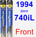 Front Wiper Blade Pack for 1994 BMW 740iL - Hybrid
