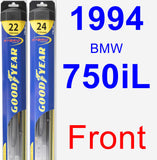 Front Wiper Blade Pack for 1994 BMW 750iL - Hybrid