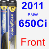 Front Wiper Blade Pack for 2011 BMW 650Ci - Hybrid