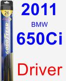 Driver Wiper Blade for 2011 BMW 650Ci - Hybrid