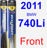 Front Wiper Blade Pack for 2011 BMW 740Li - Hybrid