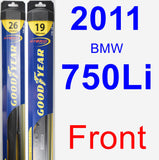Front Wiper Blade Pack for 2011 BMW 750Li - Hybrid