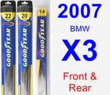 Front & Rear Wiper Blade Pack for 2007 BMW X3 - Hybrid