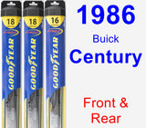 Front & Rear Wiper Blade Pack for 1986 Buick Century - Hybrid