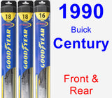 Front & Rear Wiper Blade Pack for 1990 Buick Century - Hybrid