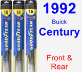 Front & Rear Wiper Blade Pack for 1992 Buick Century - Hybrid
