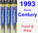 Front & Rear Wiper Blade Pack for 1993 Buick Century - Hybrid