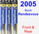 Front & Rear Wiper Blade Pack for 2005 Buick Rendezvous - Hybrid