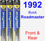 Front & Rear Wiper Blade Pack for 1992 Buick Roadmaster - Hybrid