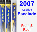 Front & Rear Wiper Blade Pack for 2007 Cadillac Escalade - Hybrid