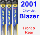 Front & Rear Wiper Blade Pack for 2001 Chevrolet Blazer - Hybrid