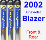 Front & Rear Wiper Blade Pack for 2002 Chevrolet Blazer - Hybrid