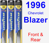 Front & Rear Wiper Blade Pack for 1996 Chevrolet Blazer - Hybrid