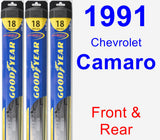 Front & Rear Wiper Blade Pack for 1991 Chevrolet Camaro - Hybrid