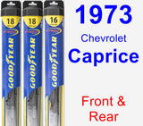 Front & Rear Wiper Blade Pack for 1973 Chevrolet Caprice - Hybrid