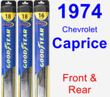 Front & Rear Wiper Blade Pack for 1974 Chevrolet Caprice - Hybrid