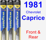 Front & Rear Wiper Blade Pack for 1981 Chevrolet Caprice - Hybrid