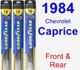 Front & Rear Wiper Blade Pack for 1984 Chevrolet Caprice - Hybrid