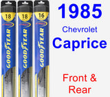 Front & Rear Wiper Blade Pack for 1985 Chevrolet Caprice - Hybrid
