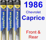 Front & Rear Wiper Blade Pack for 1986 Chevrolet Caprice - Hybrid