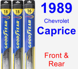 Front & Rear Wiper Blade Pack for 1989 Chevrolet Caprice - Hybrid