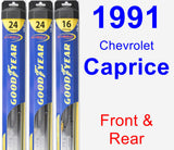 Front & Rear Wiper Blade Pack for 1991 Chevrolet Caprice - Hybrid