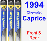 Front & Rear Wiper Blade Pack for 1994 Chevrolet Caprice - Hybrid