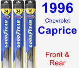 Front & Rear Wiper Blade Pack for 1996 Chevrolet Caprice - Hybrid