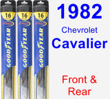 Front & Rear Wiper Blade Pack for 1982 Chevrolet Cavalier - Hybrid