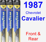 Front & Rear Wiper Blade Pack for 1987 Chevrolet Cavalier - Hybrid