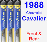 Front & Rear Wiper Blade Pack for 1988 Chevrolet Cavalier - Hybrid