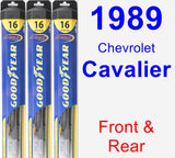 Front & Rear Wiper Blade Pack for 1989 Chevrolet Cavalier - Hybrid