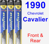 Front & Rear Wiper Blade Pack for 1990 Chevrolet Cavalier - Hybrid