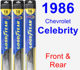 Front & Rear Wiper Blade Pack for 1986 Chevrolet Celebrity - Hybrid