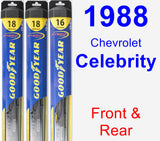 Front & Rear Wiper Blade Pack for 1988 Chevrolet Celebrity - Hybrid