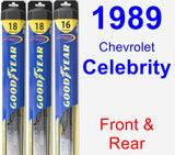Front & Rear Wiper Blade Pack for 1989 Chevrolet Celebrity - Hybrid