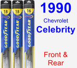 Front & Rear Wiper Blade Pack for 1990 Chevrolet Celebrity - Hybrid