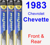 Front & Rear Wiper Blade Pack for 1983 Chevrolet Chevette - Hybrid